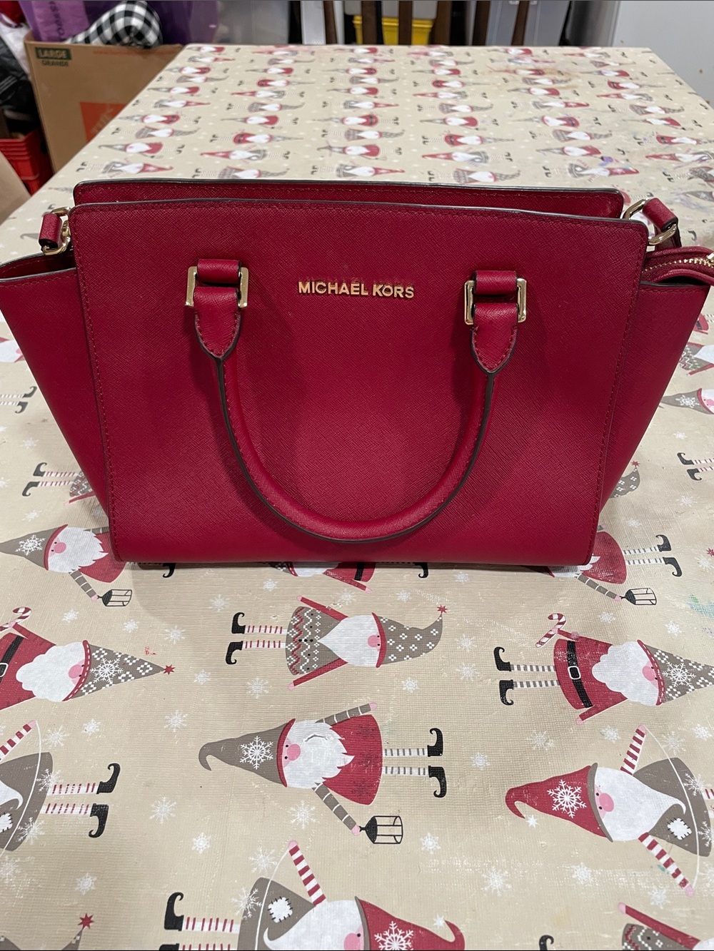 Michael Kors Crimson Saffiano Leather Satchel